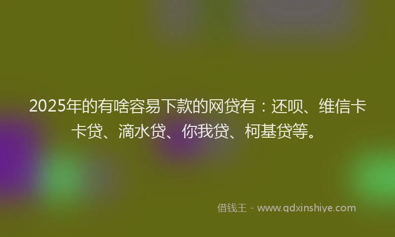2025年的有啥容易下款的网贷有：还呗、维信卡卡贷、滴水贷、你我贷、柯基贷等。