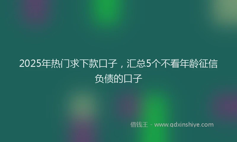2025年热门求下款口子，汇总5个不看年龄征信负债的口子