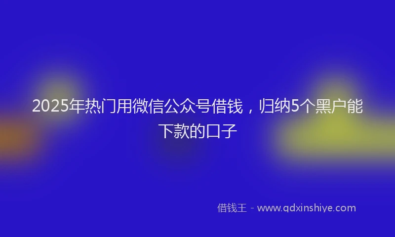 2025年热门用微信公众号借钱，归纳5个黑户能下款的口子