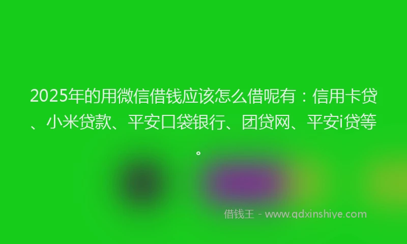 2025年的用微信借钱应该怎么借呢有：信用卡贷、小米贷款、平安口袋银行、团贷网、平安i贷等。