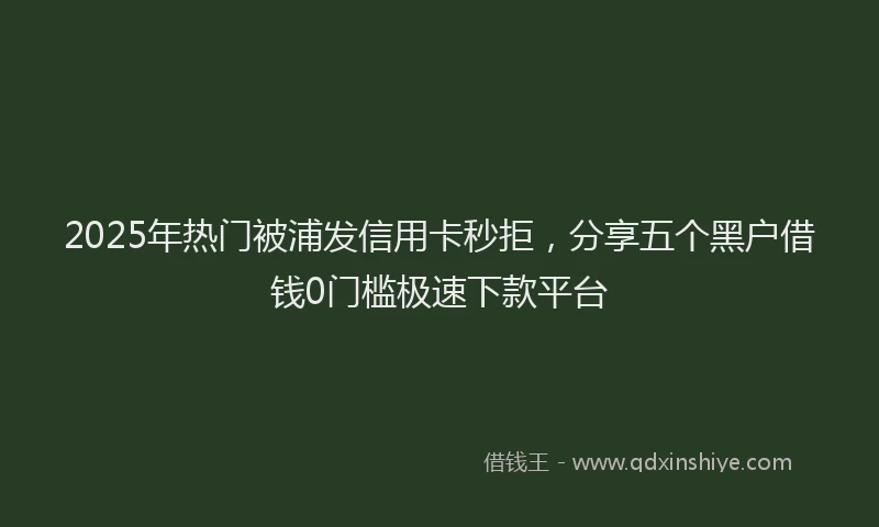 2025年热门被浦发信用卡秒拒，分享五个黑户借钱0门槛极速下款平台