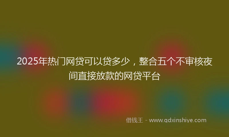 2025年热门网贷可以贷多少，整合五个不审核夜间直接放款的网贷平台