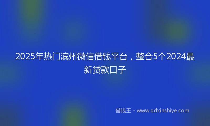 2025年热门滨州微信借钱平台，整合5个2024最新贷款口子