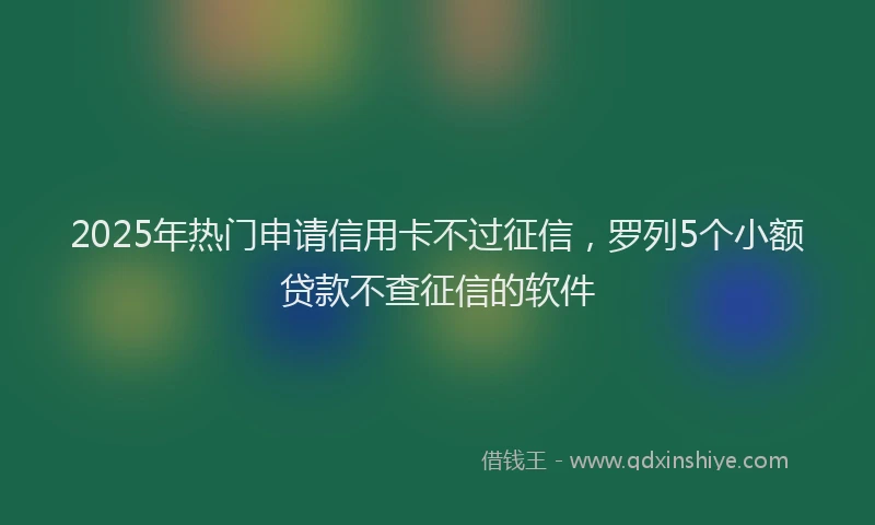 2025年热门申请信用卡不过征信，罗列5个小额贷款不查征信的软件