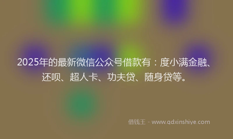 2025年的最新微信公众号借款有：度小满金融、还呗、超人卡、功夫贷、随身贷等。