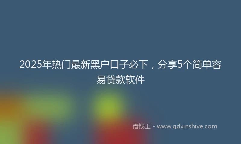 2025年热门最新黑户口子必下，分享5个简单容易贷款软件