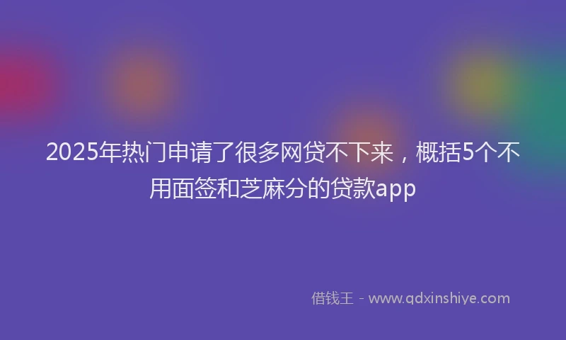 2025年热门申请了很多网贷不下来，概括5个不用面签和芝麻分的贷款app