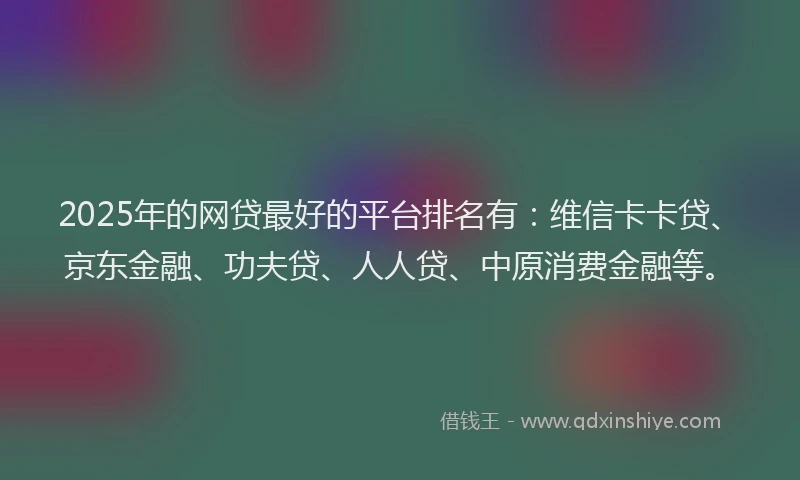 2025年的网贷最好的平台排名有：维信卡卡贷、京东金融、功夫贷、人人贷、中原消费金融等。