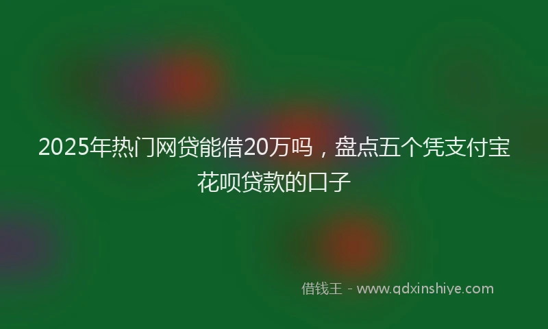 2025年热门网贷能借20万吗，盘点五个凭支付宝花呗贷款的口子