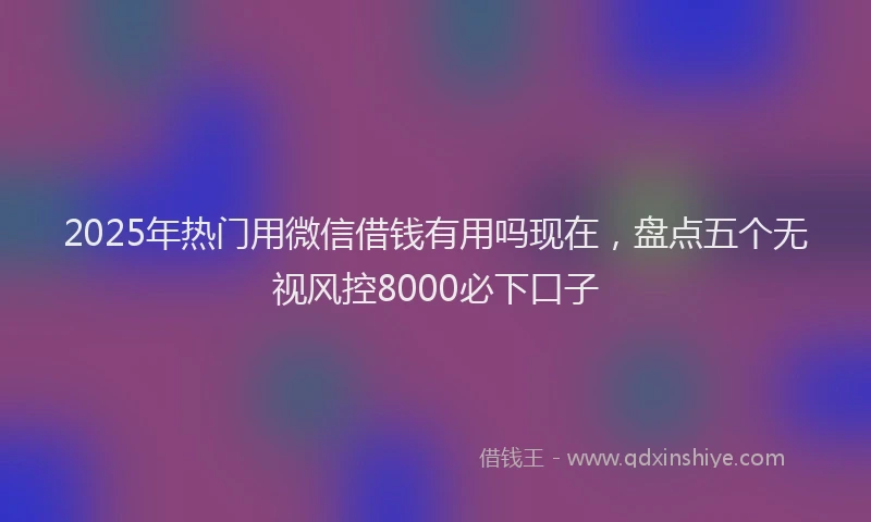 2025年热门用微信借钱有用吗现在，盘点五个无视风控8000必下口子