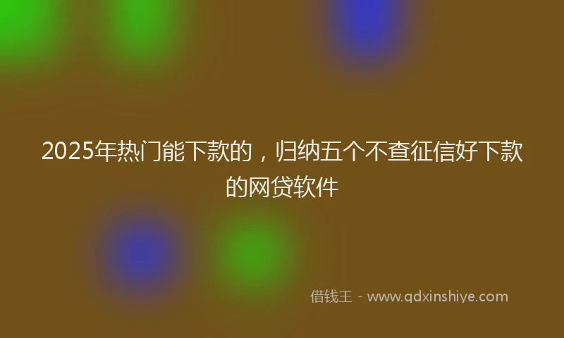 2025年热门能下款的，归纳五个不查征信好下款的网贷软件