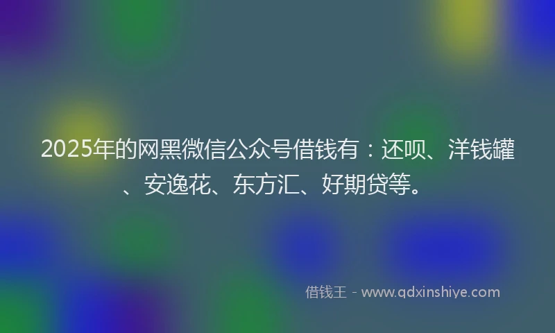 2025年的网黑微信公众号借钱有：还呗、洋钱罐、安逸花、东方汇、好期贷等。