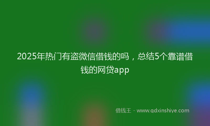 2025年热门有盗微信借钱的吗，总结5个靠谱借钱的网贷app