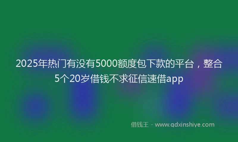2025年热门有没有5000额度包下款的平台，整合5个20岁借钱不求征信速借app