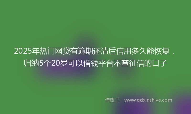 2025年热门网贷有逾期还清后信用多久能恢复，归纳5个20岁可以借钱平台不查征信的口子