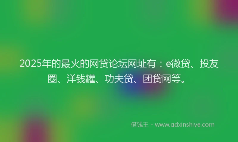 2025年的最火的网贷论坛网址有：e微贷、投友圈、洋钱罐、功夫贷、团贷网等。