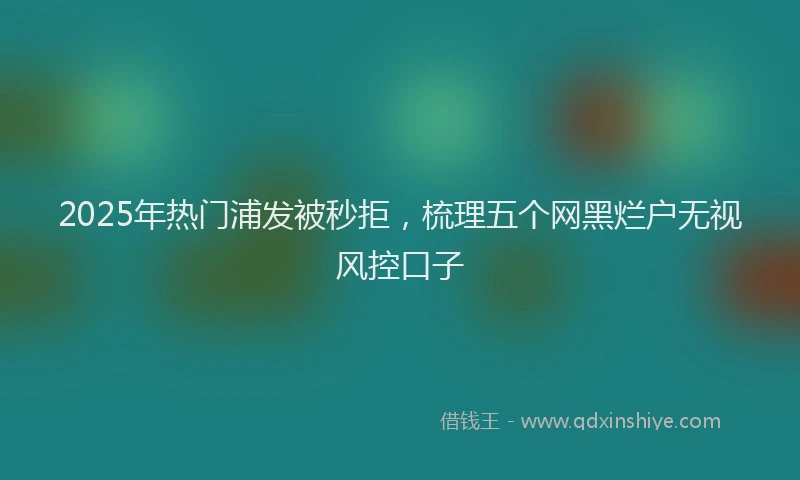 2025年热门浦发被秒拒，梳理五个网黑烂户无视风控口子