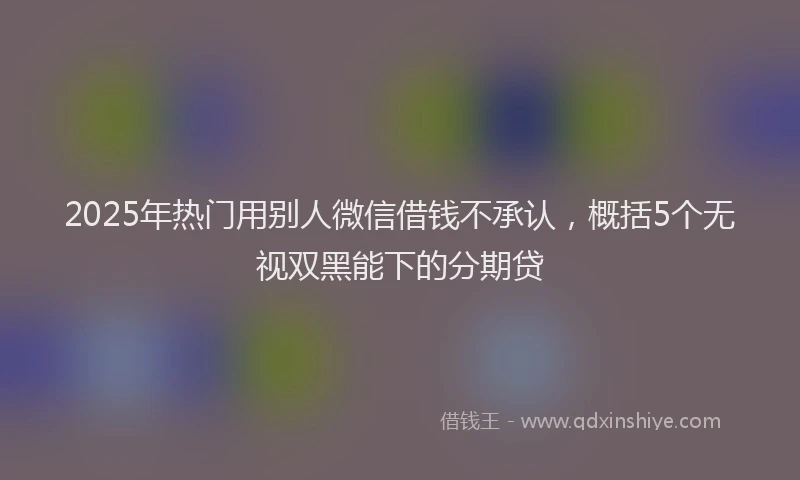 2025年热门用别人微信借钱不承认，概括5个无视双黑能下的分期贷