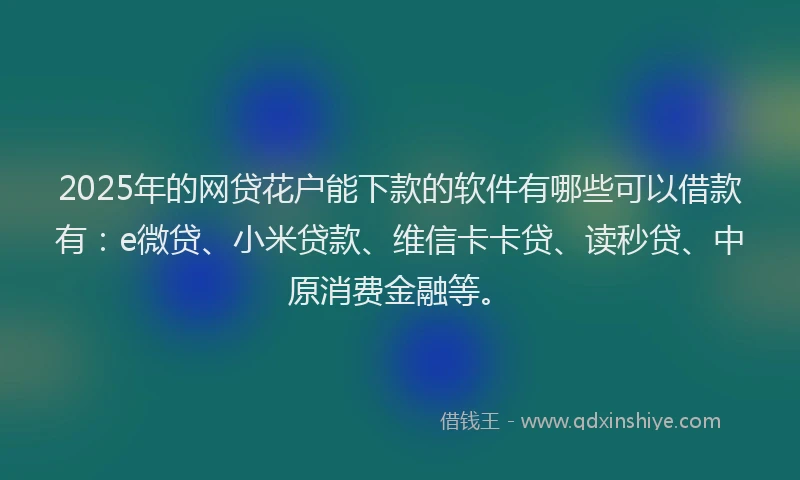 2025年的网贷花户能下款的软件有哪些可以借款有：e微贷、小米贷款、维信卡卡贷、读秒贷、中原消费金融等。