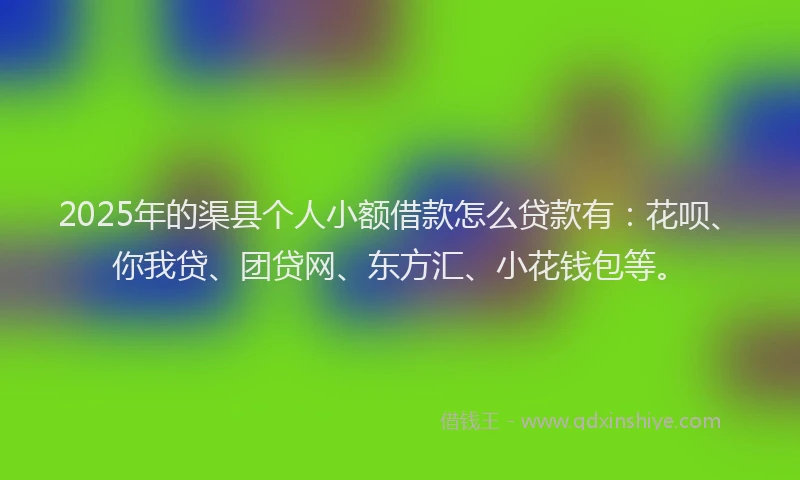 2025年的渠县个人小额借款怎么贷款有：花呗、你我贷、团贷网、东方汇、小花钱包等。