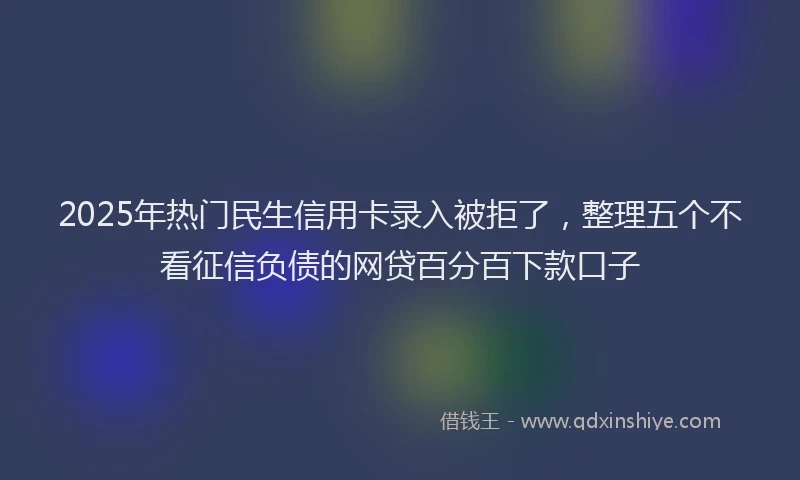 2025年热门民生信用卡录入被拒了，整理五个不看征信负债的网贷百分百下款口子