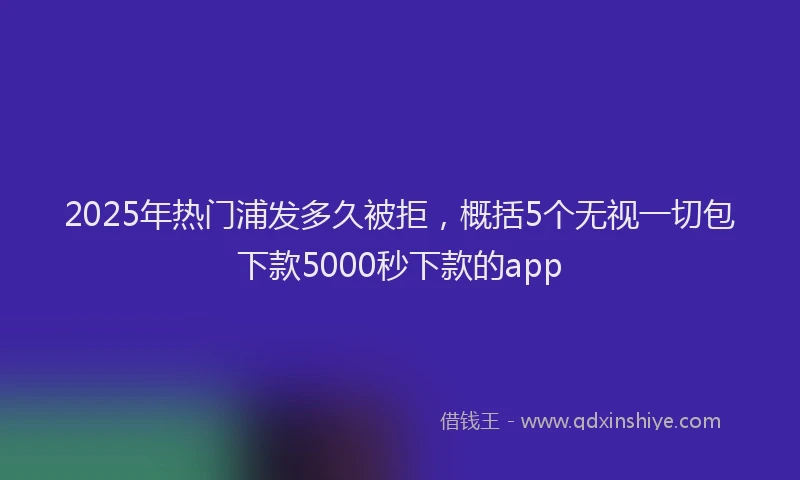 2025年热门浦发多久被拒，概括5个无视一切包下款5000秒下款的app