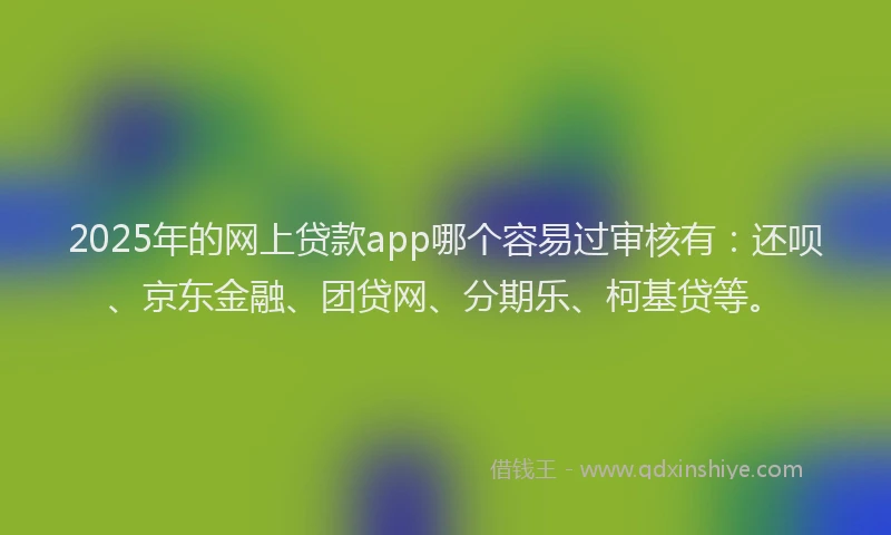 2025年的网上贷款app哪个容易过审核有：还呗、京东金融、团贷网、分期乐、柯基贷等。