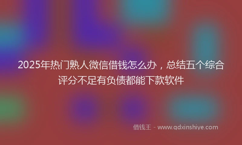 2025年热门熟人微信借钱怎么办，总结五个综合评分不足有负债都能下款软件
