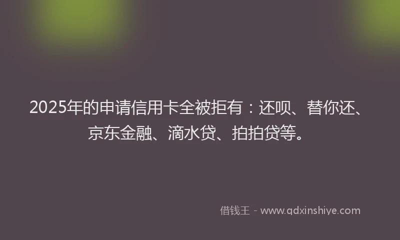 2025年的申请信用卡全被拒有：还呗、替你还、京东金融、滴水贷、拍拍贷等。