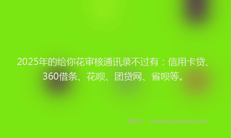 2025年的给你花审核通讯录不过有：信用卡贷、360借条、花呗、团贷网、省呗等。
