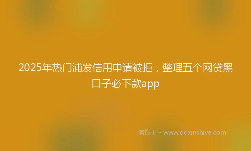 2025年热门浦发信用申请被拒，整理五个网贷黑口子必下款app