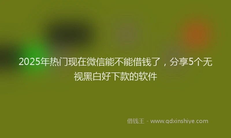 2025年热门现在微信能不能借钱了，分享5个无视黑白好下款的软件