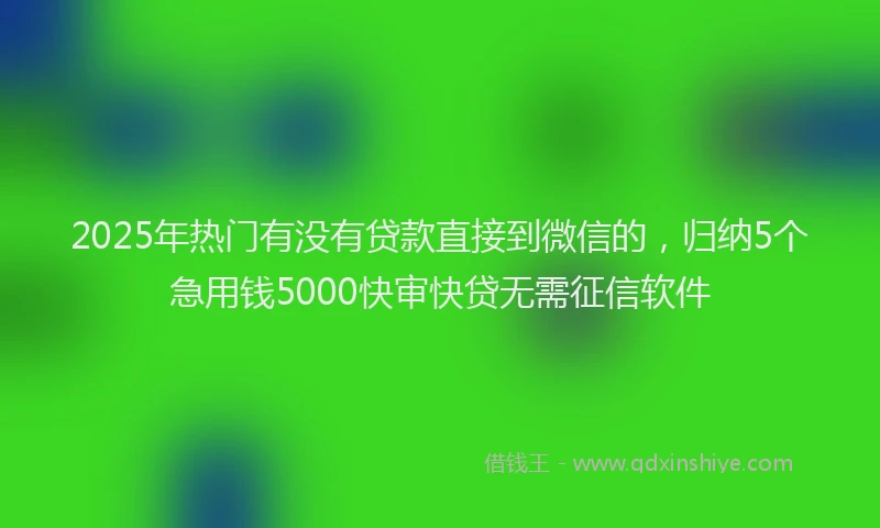 2025年热门有没有贷款直接到微信的，归纳5个急用钱5000快审快贷无需征信软件