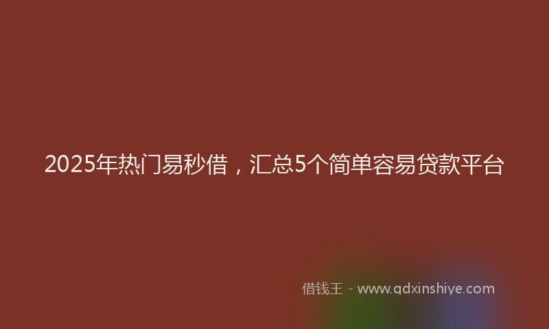 2025年热门易秒借，汇总5个简单容易贷款平台