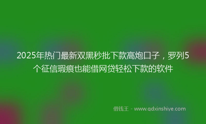 2025年热门最新双黑秒批下款高炮口子，罗列5个征信瑕疵也能借网贷轻松下款的软件