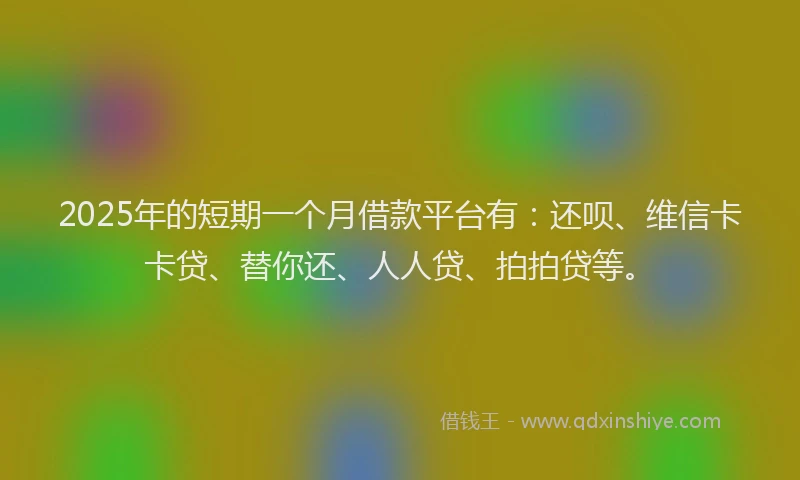 2025年的短期一个月借款平台有：还呗、维信卡卡贷、替你还、人人贷、拍拍贷等。