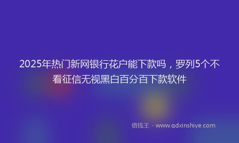 2025年热门新网银行花户能下款吗，罗列5个不看征信无视黑白百分百下款软件