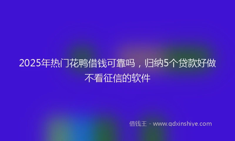 2025年热门花鸭借钱可靠吗，归纳5个贷款好做不看征信的软件