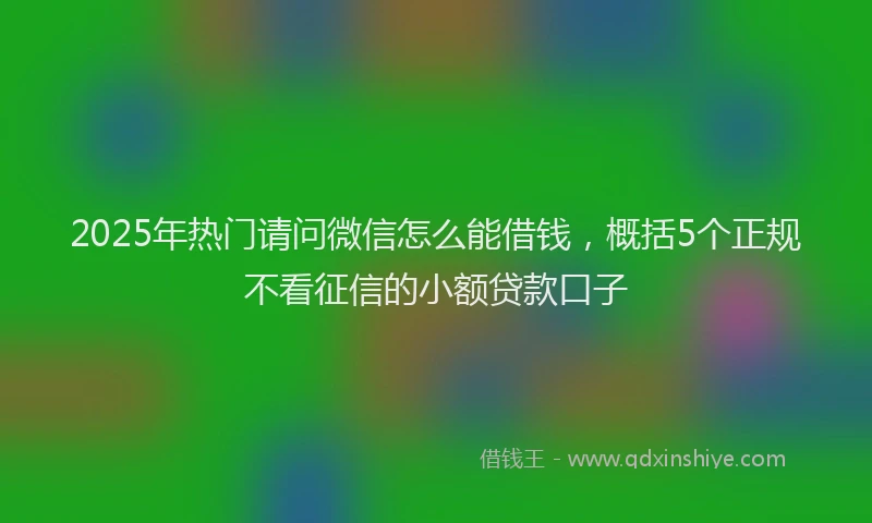 2025年热门请问微信怎么能借钱，概括5个正规不看征信的小额贷款口子