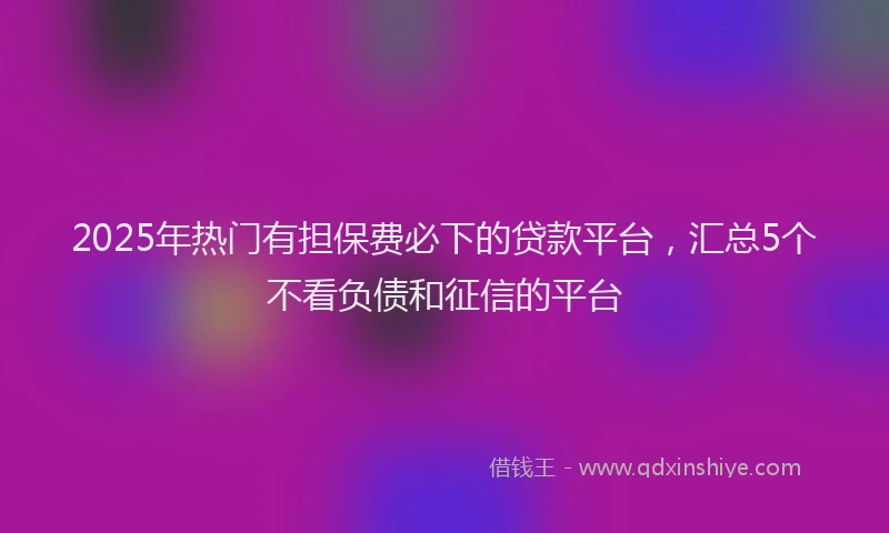 2025年热门有担保费必下的贷款平台，汇总5个不看负债和征信的平台