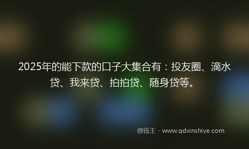2025年的能下款的口子大集合有：投友圈、滴水贷、我来贷、拍拍贷、随身贷等。