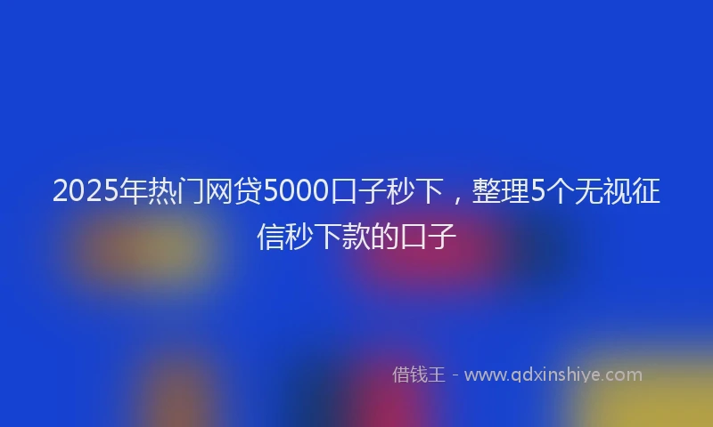 2025年热门网贷5000口子秒下，整理5个无视征信秒下款的口子