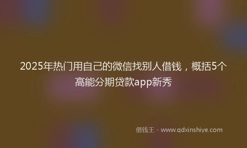 2025年热门用自己的微信找别人借钱，概括5个高能分期贷款app新秀