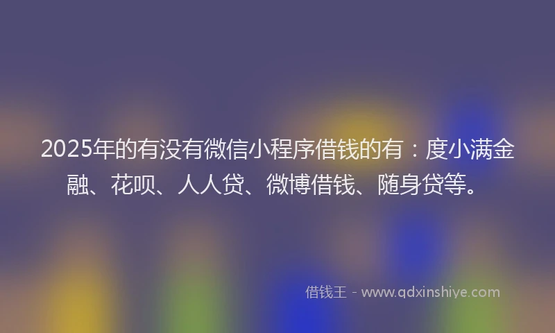 2025年的有没有微信小程序借钱的有：度小满金融、花呗、人人贷、微博借钱、随身贷等。