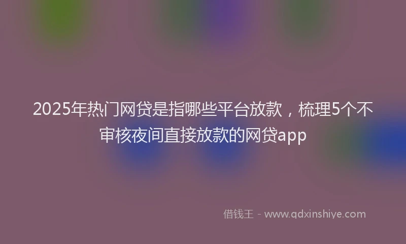 2025年热门网贷是指哪些平台放款，梳理5个不审核夜间直接放款的网贷app