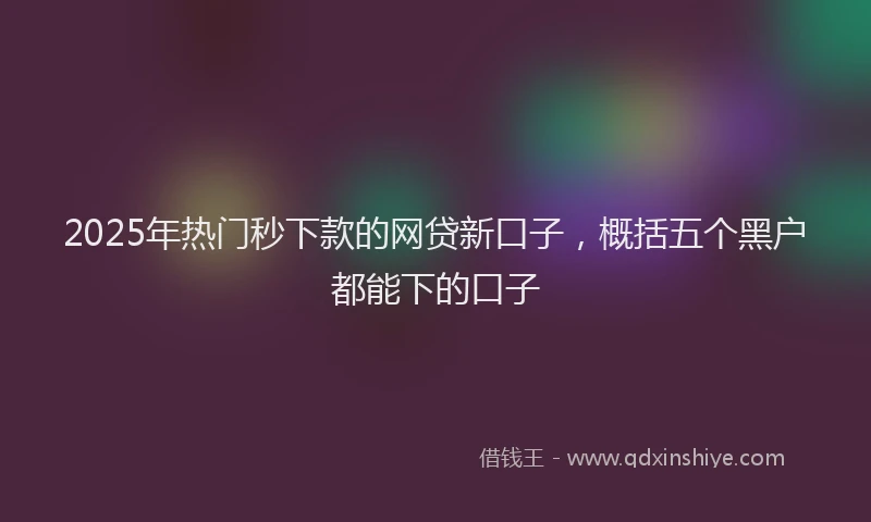 2025年热门秒下款的网贷新口子，概括五个黑户都能下的口子