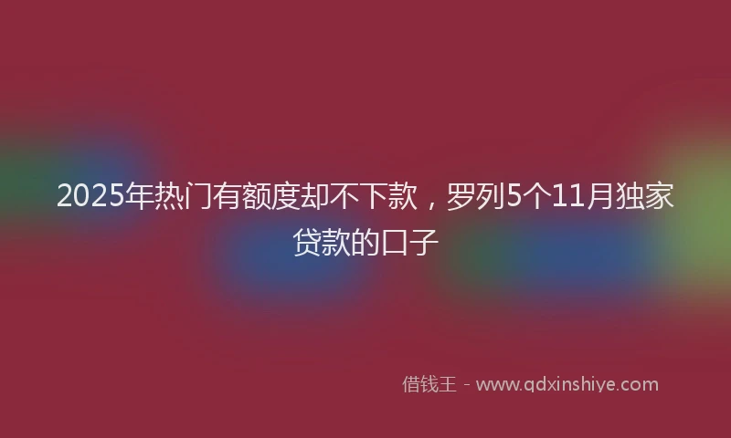 2025年热门有额度却不下款，罗列5个11月独家贷款的口子