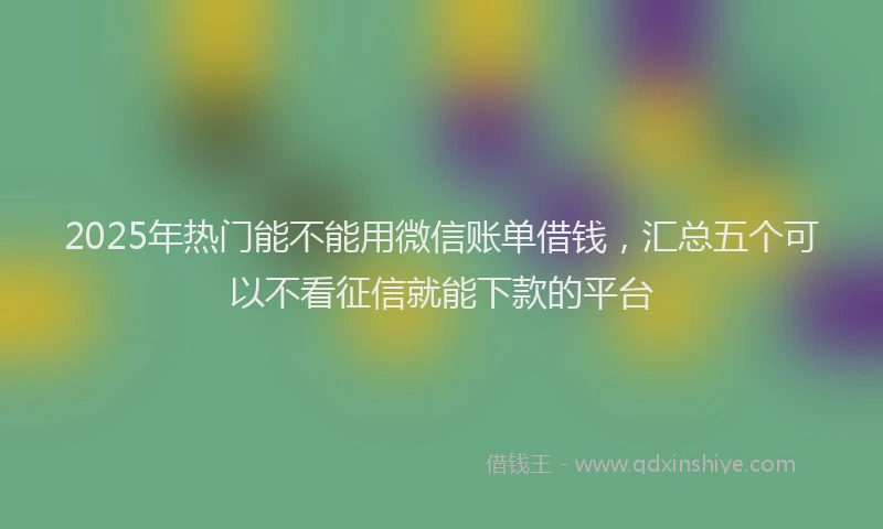 2025年热门能不能用微信账单借钱，汇总五个可以不看征信就能下款的平台