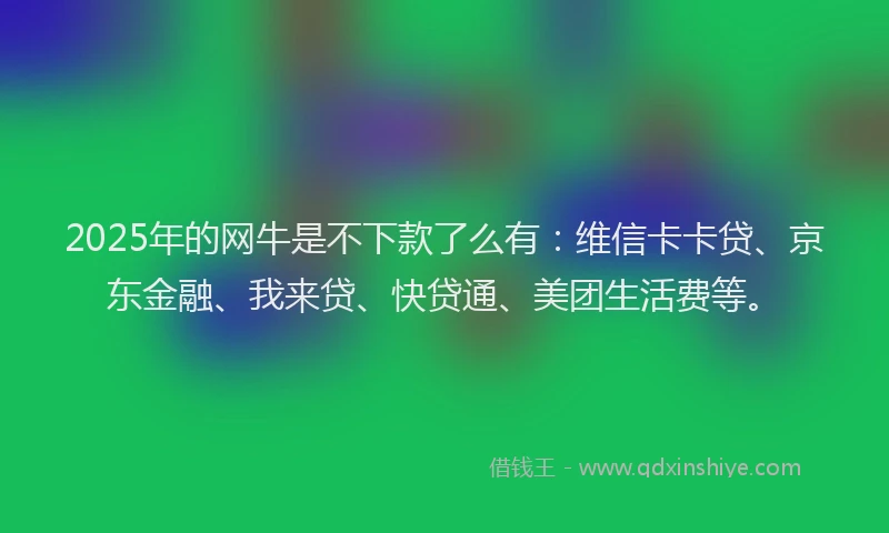 2025年的网牛是不下款了么有：维信卡卡贷、京东金融、我来贷、快贷通、美团生活费等。