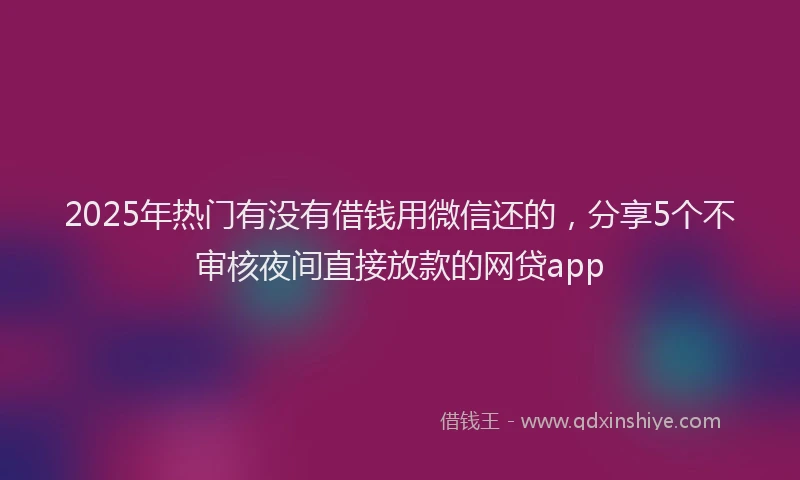 2025年热门有没有借钱用微信还的，分享5个不审核夜间直接放款的网贷app